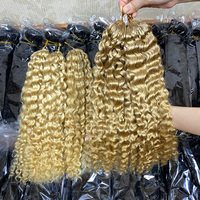 Extensions capillaires humaines bouclées blondes birmanes, pré-bouclées invisibles, à crochet, double tirage, double trame machine, sans nœuds, effet miracle