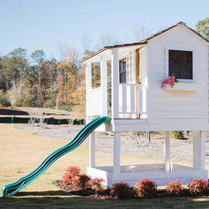 Casetta in Legno Rialzata per Bambini, Casa sull'Albero da Giardino con Balcone e Scala (Legno Naturale) - Product Image 3