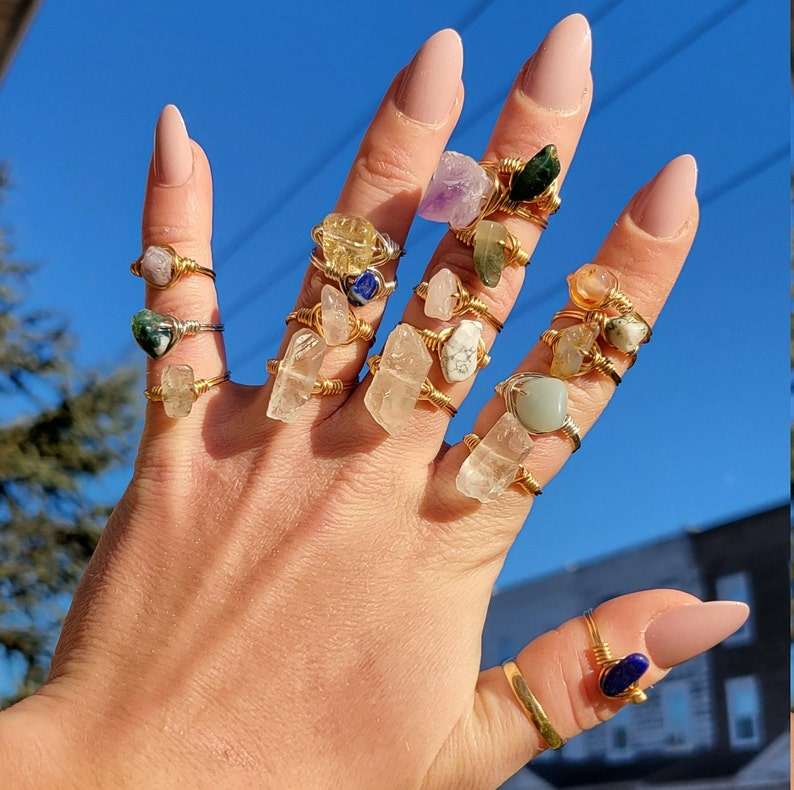 Crystal Rings Beads Rings Handmade Flower Beaded Rings Handmade