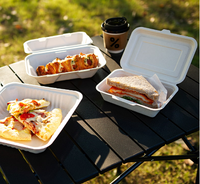 Boîtes à lunch écologiques en bagasse SINCERE 450 ml - 50/paquet pour restaurant, fête, hôtel et camping