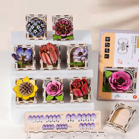Autocollant stéréo 3D fait à la main pour réfrigérateur créatif bricolage assemblage modèle en bois fleur décoration Puzzle pour enfants