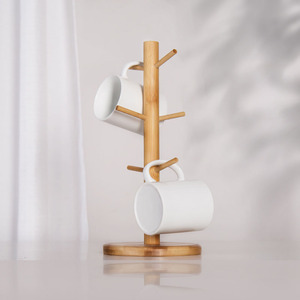 Portabicchieri da banco a 6 ganci in bambù porta asciugatrice da <span class=keywords><strong>cucina</strong></span> <span class=keywords><strong>per</strong></span> tazze da caffè e da tè con Design elegante - Product Image 6