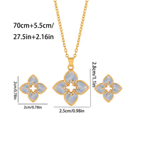 Fleur Diamant Collier Boucles D'oreilles Ensemble Femmes Brillant Alliage Or Trèfle Pendentif Collier et Boucles D'oreilles Ensemble pour Cadeau