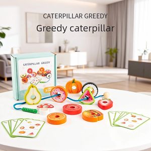 Juguetes Educativos de Oruga Gulosa para Niños: Juego de Enhebrar Cuentas y Bloques de Construcción, Oruga <span class=keywords><strong>Come</strong></span> Frutas, Frutas y Cuerdas para Enhebrar - Product Image 1