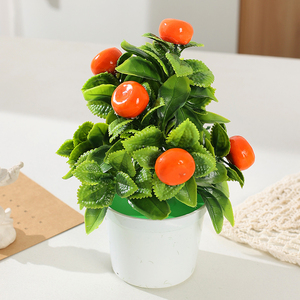 Petite herbe de pin artificielle en plastique à motif de fruits pour la décoration de la maison, du salon, verte, pour la Saint-Valentin - Product Image 5
