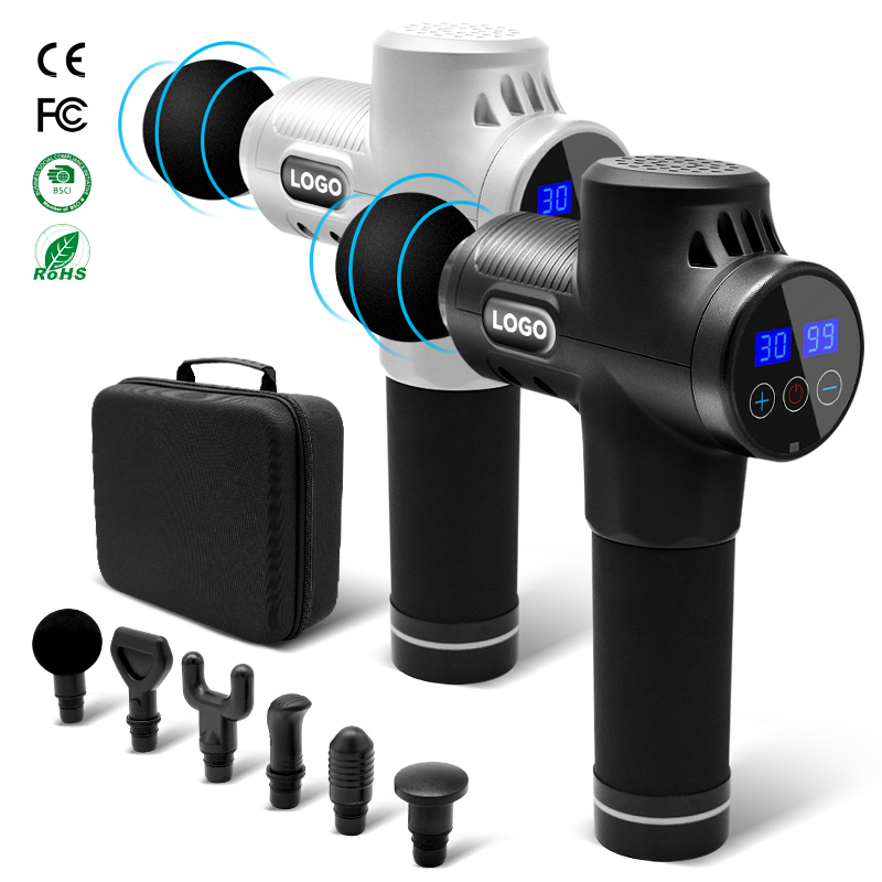 Handheld Touch Screen Carbon Silent Booster Impact Flow Percussion Fascial Adjustable Kraftgun Massage Gun