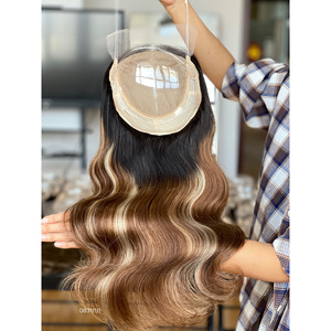 Peluca Mini de Cabello Europeo Shy Hair, Diseño de Lujo, 8mm, con Encaje Frontal, Mechas y Color Exótico, Ondulado, Virgen, para Mujer - Product Image 6