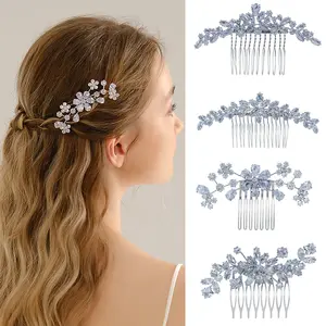 Diseño único de alta calidad de la Boda nupcial accesorios para el cabello mujeres elegante Rhinestone flor circón cristal peine del pelo