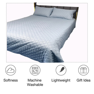 Custom Queen Quilted <strong>Bed</strong> <strong>Spread</strong> Cover Set Ultrasonic Polyester Filled Shams for Bedroom - Product Image 4