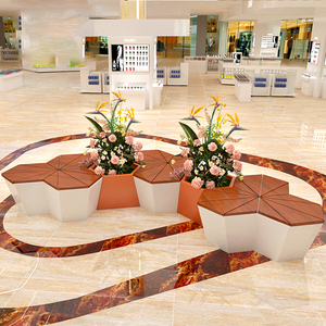Banco público geométrico personalizado de FRP con asientos tipo jardinera para área exterior de estación de servicio de carretera - Product Image 2