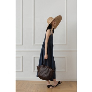 Abito bretelle a pieghe larghe in lino senza maniche <span class=keywords><strong>con</strong></span> gonna ecologica estiva - Product Image 2