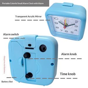 <span class=keywords><strong>Réveil</strong></span> analogique à affichage par aiguille, mouvement silencieux, veilleuse, miroir, fonction snooze, horloge à quartz pour enfants - Product Image 4