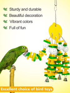 Juguetes para Loros, Juguetes de Madera Resistentes para Pájaros, Juguetes Grandes y Coloridos para Masticar, Columpio para Loros y Aves - Product Image 4