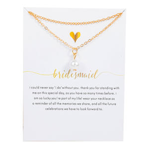 สร้อยคอจี้รูปหัวใจประดับมุกสีทองพร้อมการ์ดอวยพร ของขวัญนำโชคขายส่ง สำหรับคุณแม่และภรรยา - Product Image 2