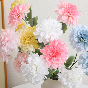 Nouvelles fleurs artificielles Dahlia à tige unique, effet toucher réel, haute qualité, 2 têtes, pour la décoration de la maison, Noël, fête des Mères - Product Image 1
