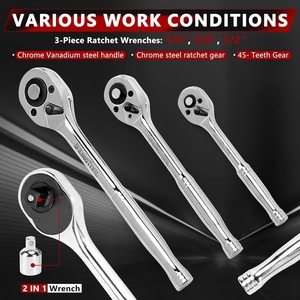 Juego de <span class=keywords><strong>llaves</strong></span> de trinquete y combinadas de boca <span class=keywords><strong>fija</strong></span> transfronterizo de 408 piezas con caja de herramientas de plástico - Admite personalización - Product Image 4