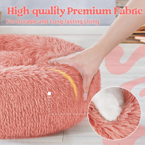 Coussin rond pour animaux de compagnie, en peluche douce et luxueuse, rose, gris, blanc, pour chat et chien, vente en gros - Product Image 4