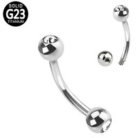 Bijoux de Piercing pour le corps, nombril, lèvres, sourcils G23/ASTM F136, titane, Barbell incurvée à roulement externe avec presse, boule à bijoux