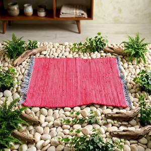 Shine Enterprises Pink <b>Flat</b> Weave Cotton Area <b>Rug</b> Rectangle Bohemian Style Eco Friendly Anti-Slip Washable Thin Living Room <b>Rug</b> - Product Image 1