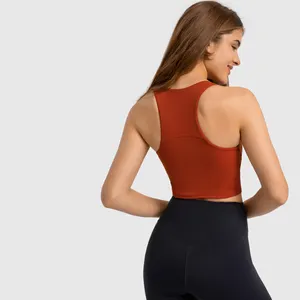 Reggiseno sportivo con Longline a collo alto da donna reggiseno da Yoga con ritaglio imbottito - Product Image 4