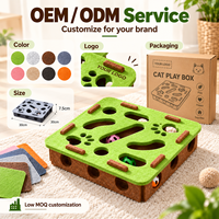Jouet interactif en feutre OEM en gros pour chat, boîte de jeu puzzle avec circuit de balles, jouet d'enrichissement pour chat d'intérieur, couleur et emballage personnalisés avec logo