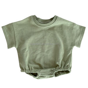 Fashion musim panas balita bayi baru lahir kaus sublimasi polos Romper gelembung lengan pendek kain katun Romper anak perempuan - Product Image 4