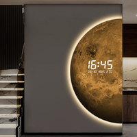 Créativité lune rougeoyante LED peinture salon fond mur Art décor cristal porcelaine peinture