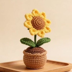 Planta en maceta de tulipanes de simulación personalizada para el Día de la Madre, tulipán tejido a mano con hilo, pequeña planta en maceta, flor tejida. - Product Image 6