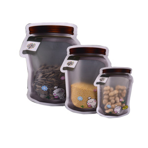 Factory Customized Zipper Reusable Plastic Standing Mason Jar Bag