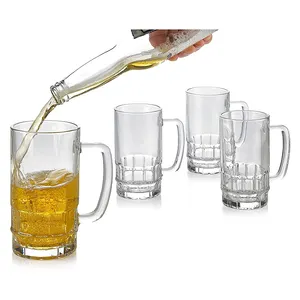 Canecas personalizadas de vidro sem chumbo, alta dureza, cerveja, canecas com alça para festas, restaurantes, casa