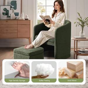 <span class=keywords><strong>Fauteuil</strong></span> moderne en tissu vert pouf avec repose-pieds chaise d'appoint <span class=keywords><strong>confortable</strong></span> <span class=keywords><strong>pour</strong></span> les petits espaces de vie meubles de maison <span class=keywords><strong>pour</strong></span> la lecture - Product Image 3