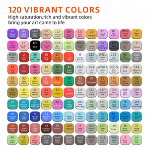 120 stylos marqueurs à double pointe, pointe large de 6 mm et pointe fine de 1 mm, marqueurs artistiques pour colorer, dessiner, esquisser avec étui de transport - Product Image 4