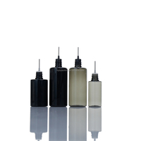 Bouteille en plastique transparente noire avec embout applicateur souple et pointe aiguille pour animaux de compagnie, avec bouchon de sécurité enfant, pour huile de couture, gel, 10ml 15ml 20ml