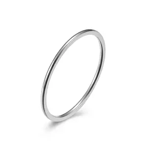 In Stock Simple Personality Titanium Steel 14k Gold Silver Rose Gold Ip Plating Stainless Steel 1mm 3mm 6mm Band Rings