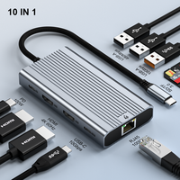 ULT-unite Triple Display Laptop Type c Multi Hub Docking Station USB HDMI 4K 60Hz USBC Hubs 2x HDMI dengan Transfer Data 10Gbps