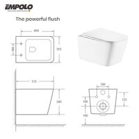 WC monobloc mural de luxe moderne avec réservoir encastré, désodorisation automatique, siphon en P, céramique blanche pour salle de bain