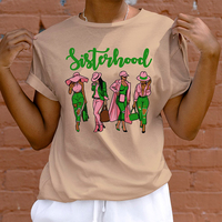 Camiseta rosa y verde personalizada para Hermanas y niñas, diseño de vinilo con transferencia de calor para el mes de Sisterhood, gran oferta