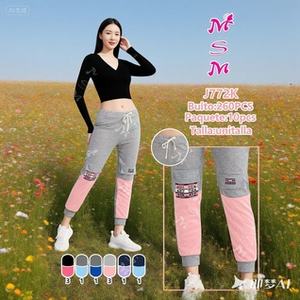 Tuta da Donna J772K con Maniche Lunghe, Scollo a V, Pantaloni Casual a Lunghezza Caviglia, Color Block, in Spandex e Cotone Traspirante, Vestibilità Regolare - Product Image 3