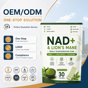 Pellicole Orali a Rapida Dissoluzione NAD Lion's Mane, Stimolante Cerebrale Sublinguale per Prestazioni Mentali, Certificato USDA Kosher Vegano, Campionamento Rapido, Etichetta Privata - Product Image 1