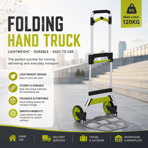 <b>Foldable</b> Enclosed Platform Hand <b>Cart</b> 120kg Aluminum Steel Trolley 2 Wheels for Warehouse Supermarket Storage Handling - Product Image 1