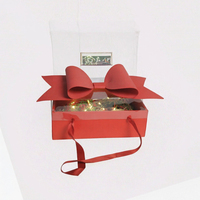 Boîte d'emballage cadeau de luxe en gros avec couvercle transparent et nœud en satin pour cadeaux de la Saint-Valentin, ensembles de boutique, événements