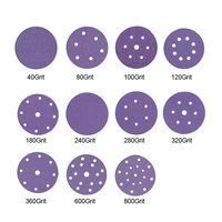 Papier abrasif céramique violet 150 mm 17 trous Disque de ponçage à crochet et boucle Disques abrasifs en oxyde d'aluminium pour le polissage de voitures