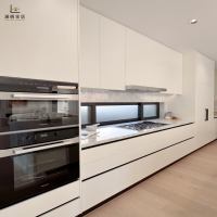 Meubles de maison de luxe, modulaires, écologiques, ignifuges, portes en aluminium laqué à montage mural, noir mat, armoires de cuisine en bois massif