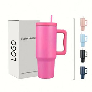 Mug de voyage isotherme moderne en acier inoxydable de 40 oz, personnalisable, écologique, réutilisable, avec couvercle en plastique sans BPA et logo - Product Image 1