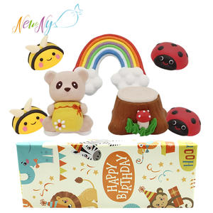 7 pièces de décoration de gâteau <span class=keywords><strong>en</strong></span> sucre faite à la main sur le thème de l'ours, personnalisable, avec des décorations comestibles <span class=keywords><strong>en</strong></span> forme de tronc d'arbre <span class=keywords><strong>arc</strong></span>-<span class=keywords><strong>en</strong></span>-<span class=keywords><strong>ciel</strong></span>, d'abeille et de coccinelle, cadeaux de Noël originaux - Product Image 1