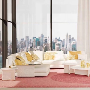 Usine chinoise L forme cuir glam italien canapé ensemble meubles salon moderne luxe blanc - Product Image 3