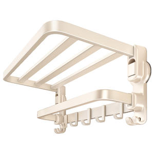 Porte-serviettes mural à ventouse avec crochets, support de rangement pliable pour salle de bain, en acier au carbone, design minimaliste, 1 niveau, capacité de charge de 1,5 kg - Product Image 4