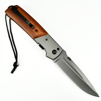 Couteau de poche tactique pliable en acier 440c OEM en gros avec manche en bois, portable EDC pour le camping et la chasse