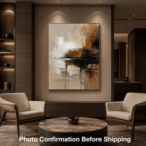 Tableau d'<span class=keywords><strong>art</strong></span> paysager moderne, peinture acrylique dessinée à la main, paysage marin neutre sur toile, <span class=keywords><strong>art</strong></span> mural abstrait pour la décoration du salon - Product Image 4