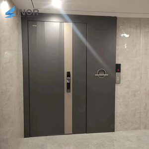 Porte d'entrée en acier et bois composite durable avec conception antivol et finition naturelle pour usage résidentiel - Product Image 1